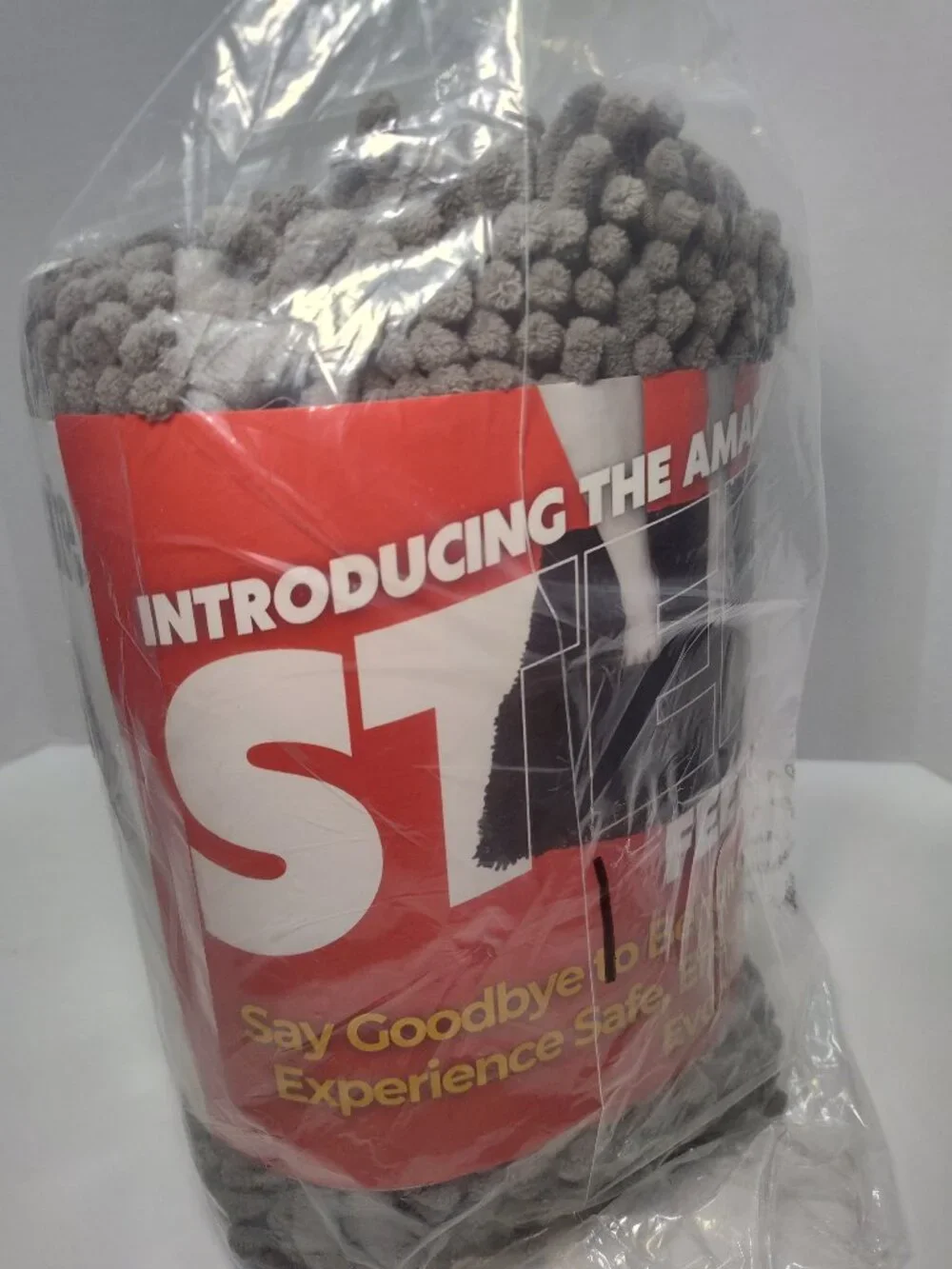 whatAMate Feet Dryer Bath Mat No Bend Chenille Rug Gray Non Slip Quick Dry NEW